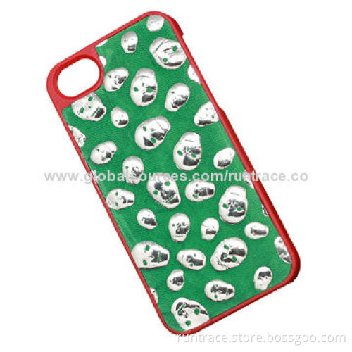Back Cover for iPhone 5S, Made of Imported Genuine Leather, Raw Head Electroplated Pattern